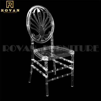 Silla de boda de flores de plástico transparente de resina